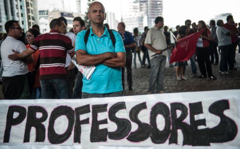 Professor da rede pública de São Paulo em greve no ano passado.