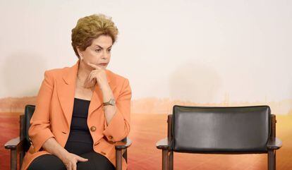 A presidenta Dilma em evento no Palácio do Planalto.