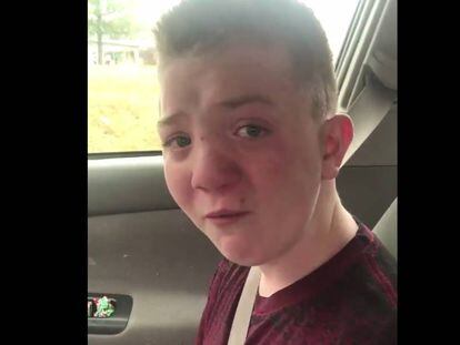 Keaton Jones, no vídeo em que relata o assédio que sofre na escola.