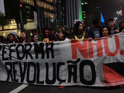 Protesto contra a reforma do Ensino Médio em São Paulo, em setembro.