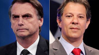 Candidatos Jair Bolsonaro (PSL) e Fernando Haddad (PT). 