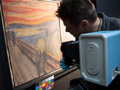 Pesquisador faz foto em infravermelho do quadro ‘O grito’, de Edvard Munch.