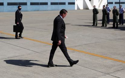 O presidente Jair Bolsonaro participa de evento de envio da missão brasileira ao Líbano, na quarta.