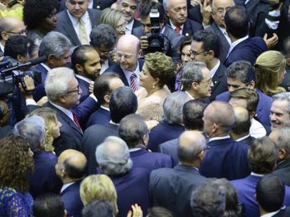 Dilma no Congresso em 1&ordm; de janeiro de 2014, para seu discurso de posse.