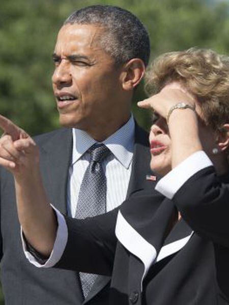 Obama e Rousseff durante visita a memorial de Martin Luther King