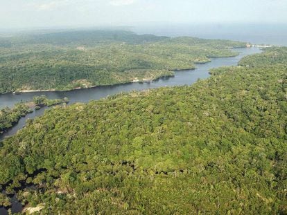 Vista da reserva mineral Renca na Amazônia.