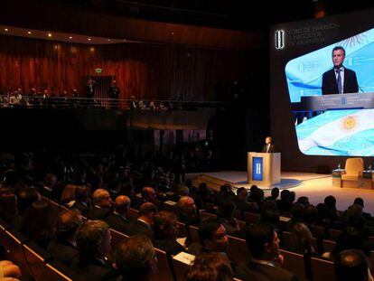 Macri discursa na cerimônia de abertura do fórum Argentina Negócios e Investimento.