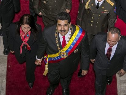 Maduro ao chegar à Assembleia da Venezuela.