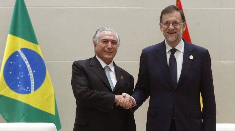 Mariano Rajoy e o presidente brasileiro, Michel Temer, na China.