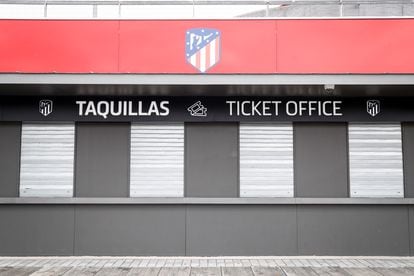 Bilheterias fechadas no estádio do Atlético de Madri.