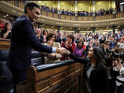 Pedro Sánchez, nesta terça-feira, no Congresso espanhol.