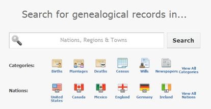 Buscador de arquivos genealógicos em todo mundo, por categorias e países.