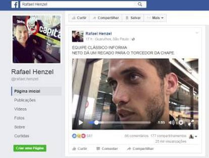 Rafael Henzel publicou vídeo com o jogador Neto.