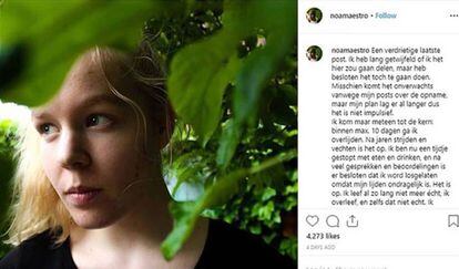 A mensagem de despedida de Noa Pothoven em seu Instagram.
