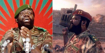 O rebelde angolano Jonas Savimbi e seu personagem no game.