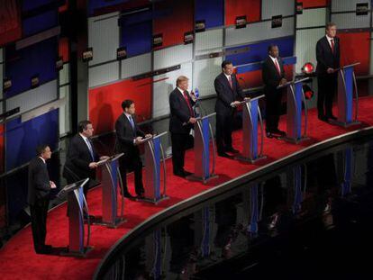 Os sete participantes no debate de North Charleston