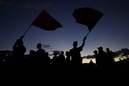 Manifestantes em Brasília.