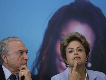 Temer e Rousseff em evento em Bras&iacute;lia.
