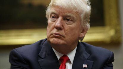 Donald Trump durante uma reunião na Casa Branca em 31 de março.