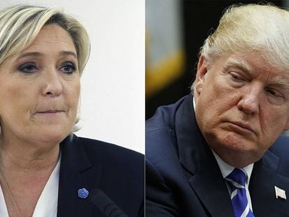 Marine Le Pen e Donald Trump, em março.