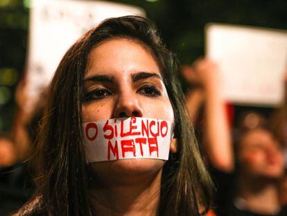 Manifesta&ccedil;&atilde;o contra o estupro na Avenida Paulista, em junho deste ano.