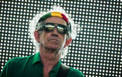 Keith Richard em um show dos Rolling Stones em Berlim, em 2014.