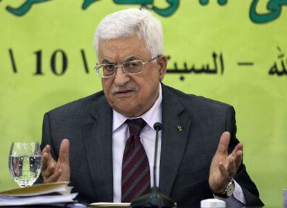O presidente palestino Mahmoud Abbas, no domingo.