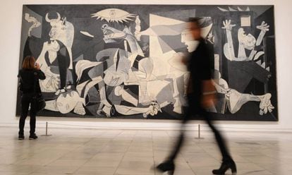 A obra ‘Guernica’, de Pablo Picasso, durante a apresentação da exposição ‘Piedade e Terror em Picasso: o Caminho até Guernica’, nesta segunda-feira, em Madri.