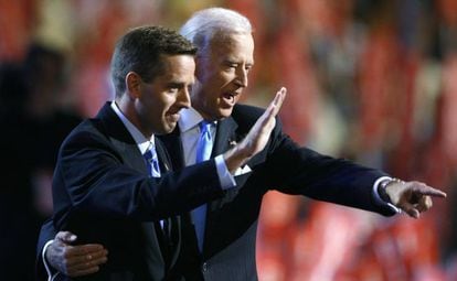 Joe e Beau Biden, durante evento do Partido Democrata em 2008.