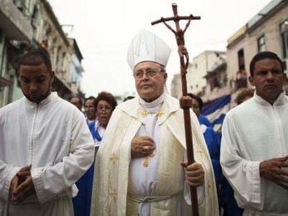 O cardeal cubano Jaime Ortega em uma procissão na quarta-feira.