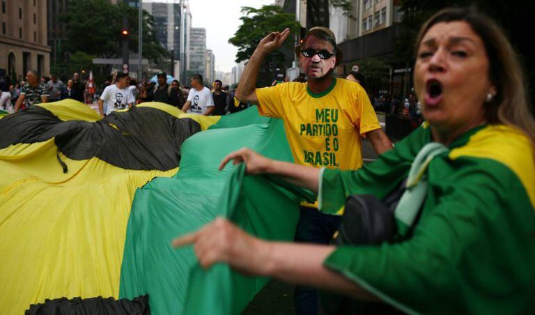 Apoiadores de Bolsonaro em São Paulo.