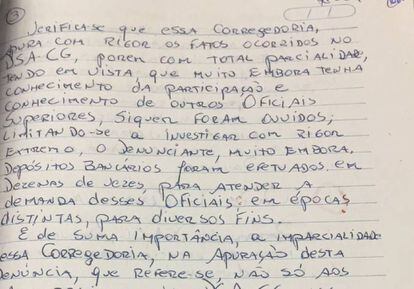 Em carta, o coronel José Afonso Adriano Filho menciona "depósitos bancários" para atender a demandas de coronéis que pretende delatar