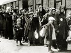 Llegada de judíos húngaros al campo de concentración de Auschwitz-Birkenau, en Polonia, en junio de 1944, durante la Segunda Guerra Mundial. 