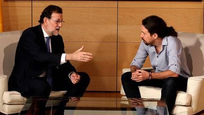 Mariano Rajoy com Pablo Iglesias