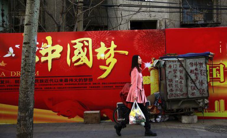 Painel em Pequim celebra o "sonho chinês".