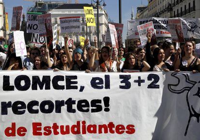 Manifestação em Madri convocada pelo Sindicato dos Estudantes.