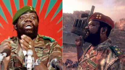 O rebelde angolano Jonas Savimbi e seu personagem no game.
