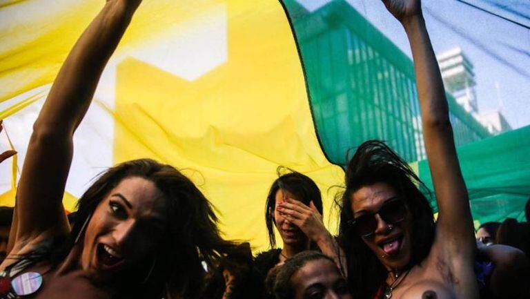 Transexuais na parada LGBTQ de São Paulo em 2017