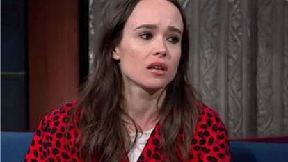 Ellen Page em um momento de sua participação no programa de Stephen Colbert.