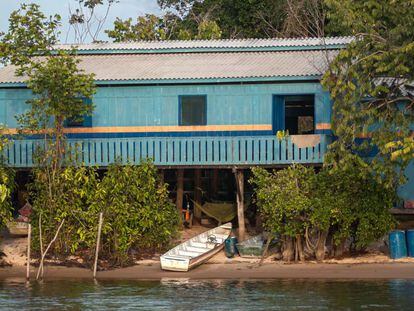 Base de fiscalização, no Refúgio de Vida Silvestre Tabuleiro do Embaubal, no rio Xingu.