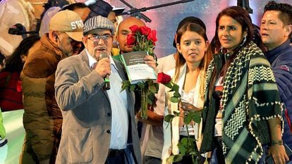 O ex-comandante das FARC Rodrigo Londoño, conhecido como ‘Timochenko’, no lançamento oficial do partido