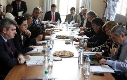Representantes do Mercosul durante reunião em Montevidéu.