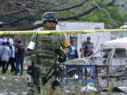 Local da explosão em Tultepec, Estado do México.