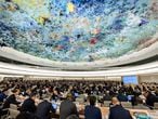 El Consejo de Derechos Humanos de la ONU en la apertura de su reunión anual en Ginebra, el 24 de febrero pasado, bajo la cúpula pintada por Miquel Barceló
