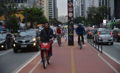 A ciclovia da avenida Paulista, em São Paulo.