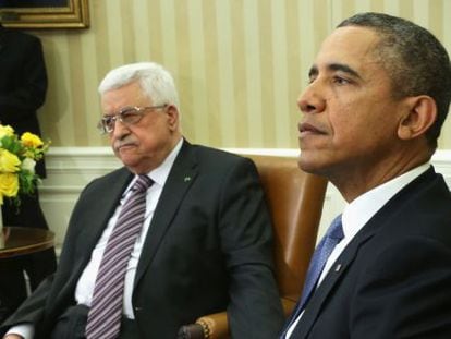Barack Obama e Mahmud Abbas, no Salão Oval.