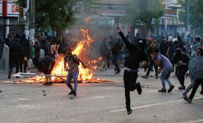 Protestos em Valparaíso, Chile.