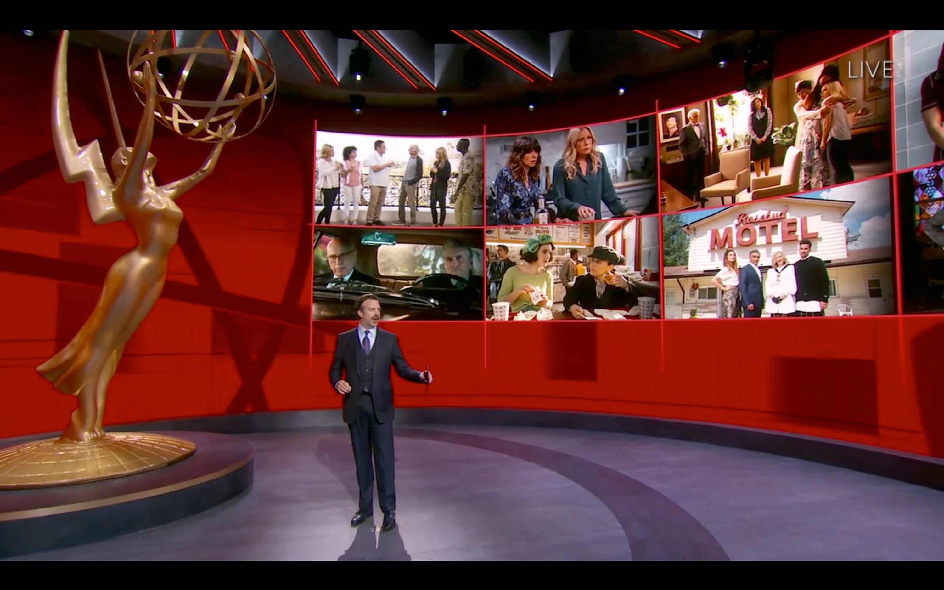 Jimmy Kimmel no cenário virtual do Emmy 2020,  em Los Angeles