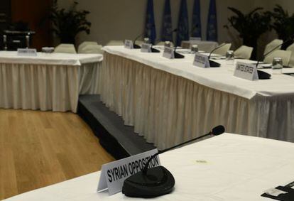 O assento da oposição síria para a conferência de Genebra II.