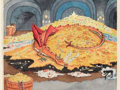 Aquarela de Tolkien para ‘O Hobbit’, de 1937.